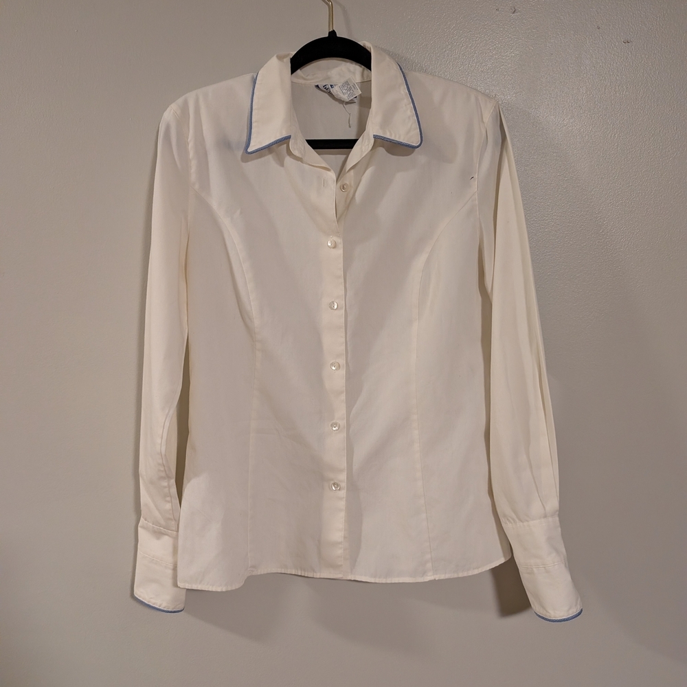 Vintage Pendleton Button Up Shift With Blue Trim Size 8‎